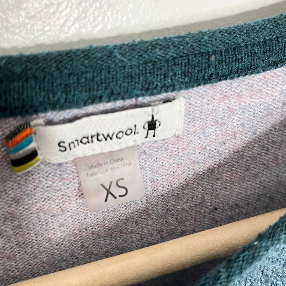 Smartwool Shadow Pine Merino Wool Colorblock Sweater Base Layer XS - Picture 5 of 11